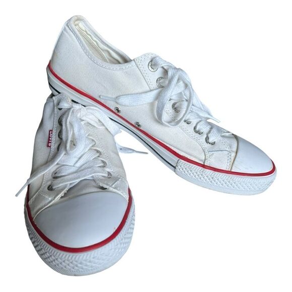 Levi’s White Sneakers Converse-Style with Leather Heel Patch Sz: 9 Mens - Picture 5 of 9